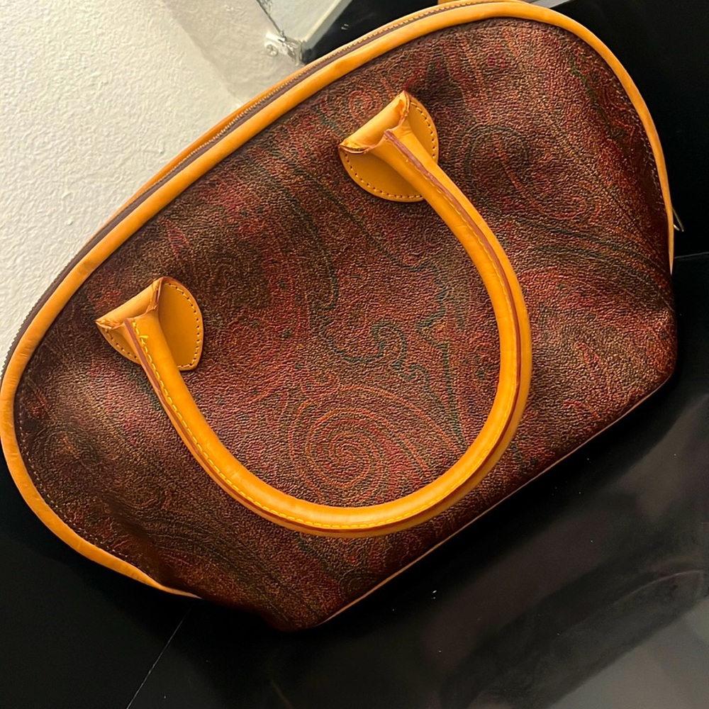 ETRO Paisley Hand Bag PVC Leather Brown